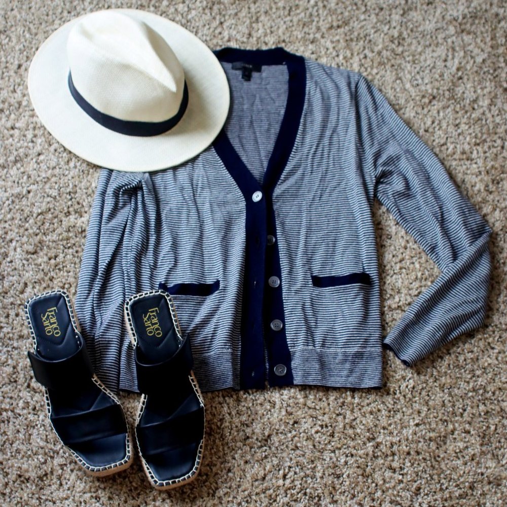 J. Crew Striped Cardigan Sz M